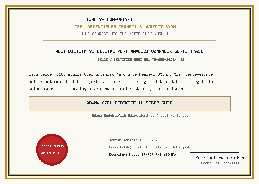 Adli Bilişim ve Dijital Veri Analizi Uzmanlık Sertifikası